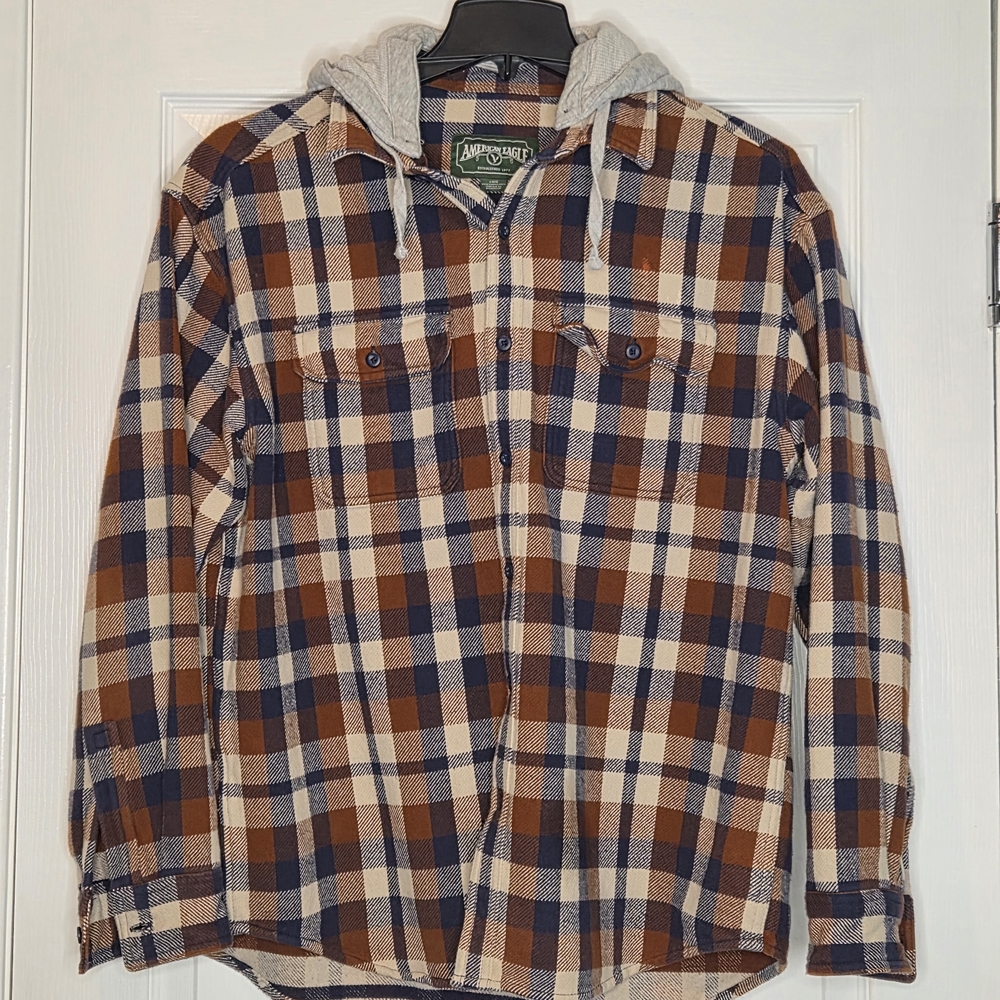 AMERICAN EAGLE Man's Flannel Hoodi